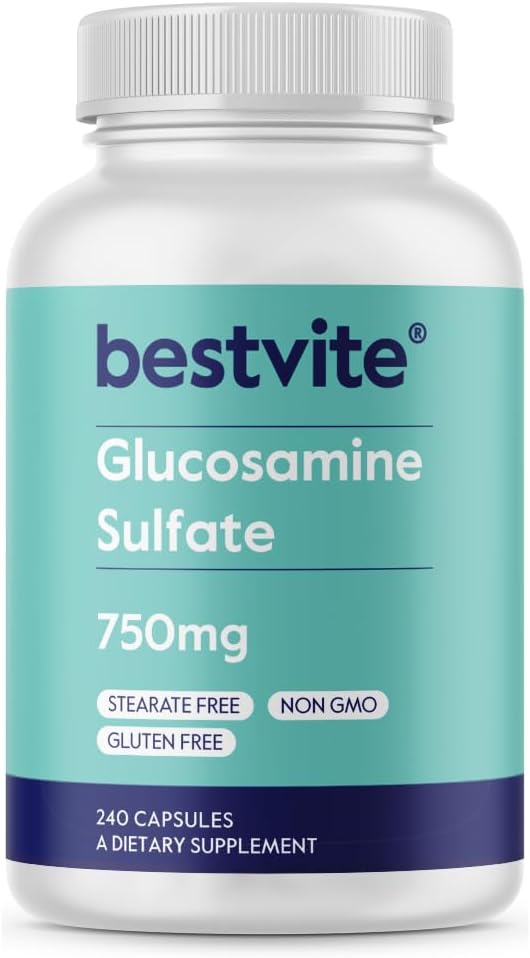 Gluten-Free Glucosamine Sulfate Capsules for Joint Support - 240 Capsules, 750mg - Non GMO, No Stearates