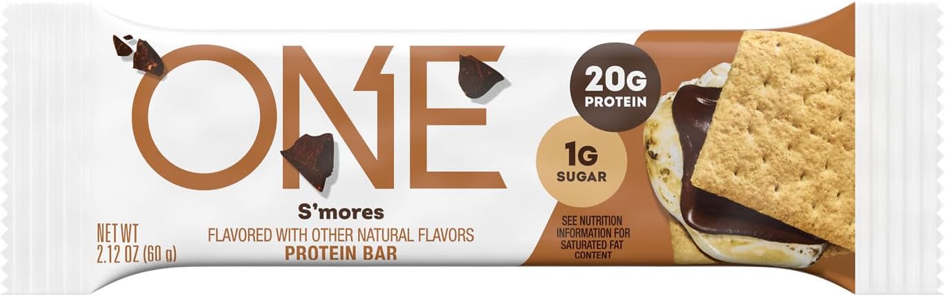 Gluten-Free Smores ONE Protein Bars with 20g Protein and 1g Sugar, 2.12 oz (12 Count)