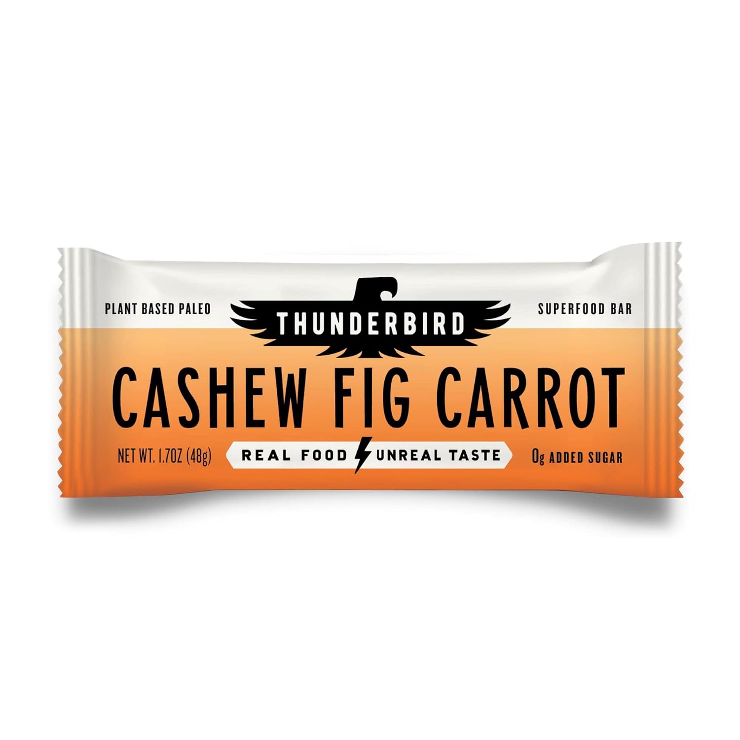 Gluten-Free Thunderbird Energetica Energy Bars with Protein, Vegan Paleo Snack, Real Food, Non-GMO, No Added Sugar - Cashew Fig Carrot Flavor (12 Count, 1.7 oz. Bars)