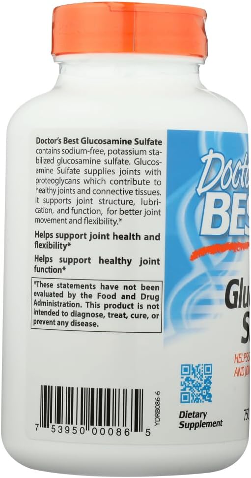 Gluten & Soy Free Doctor's Best Glucosamine for Joint Support, 750 mg, 180 Count - Non-GMO Formula