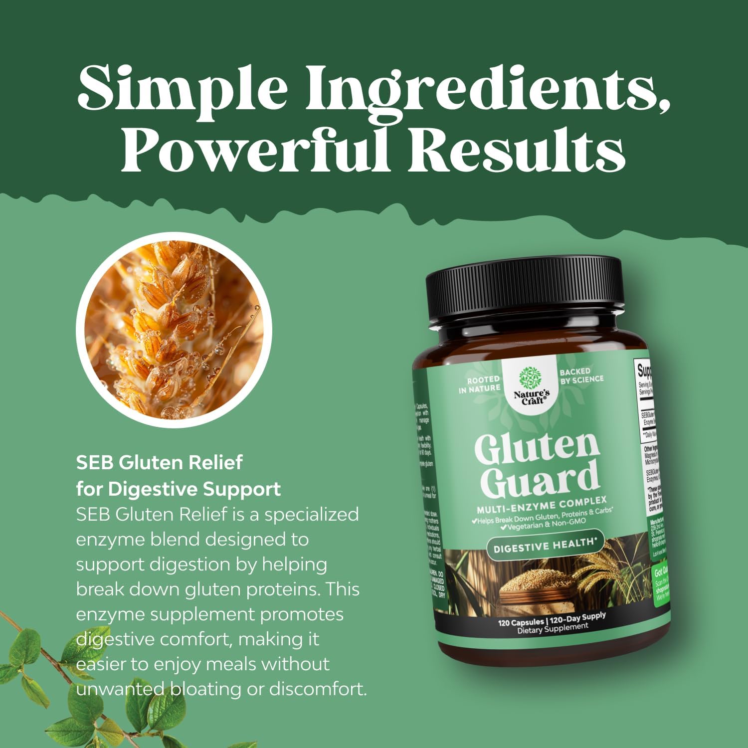 GlutenGuard Enzyme Complex - Fast-Acting Digestive Support for Gluten Intolerance - 120 Servings