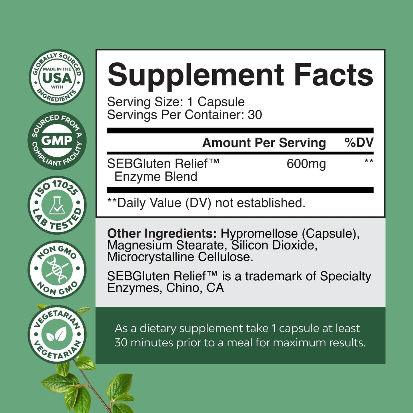 GlutenGuard Enzyme Complex for Fast-Acting Gluten Intolerance Relief - Digestive Enzymes for Complete Support - 30 Servings