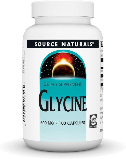 Glycine 500mg Amino Acid Dietary Supplement by Source Naturals - 100 Capsules - BoostGo Australia