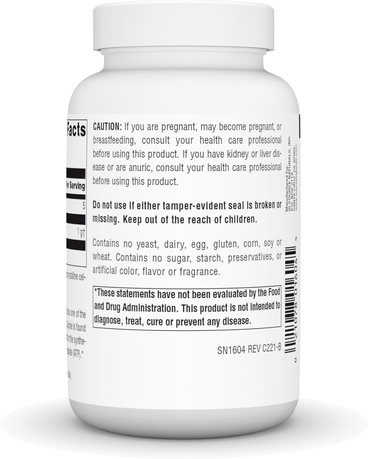 Glycine 500mg Amino Acid Dietary Supplement by Source Naturals - 100 Capsules - BoostGo Australia