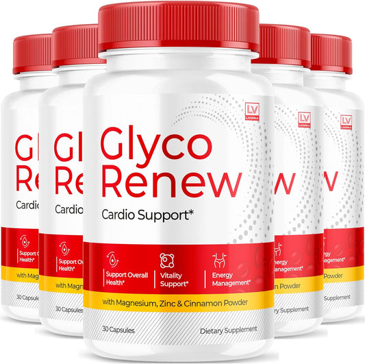 Glyco Renew Blood Support Supplement - 5 Pack of 150 Capsules, Ripped Formula for Blood Health