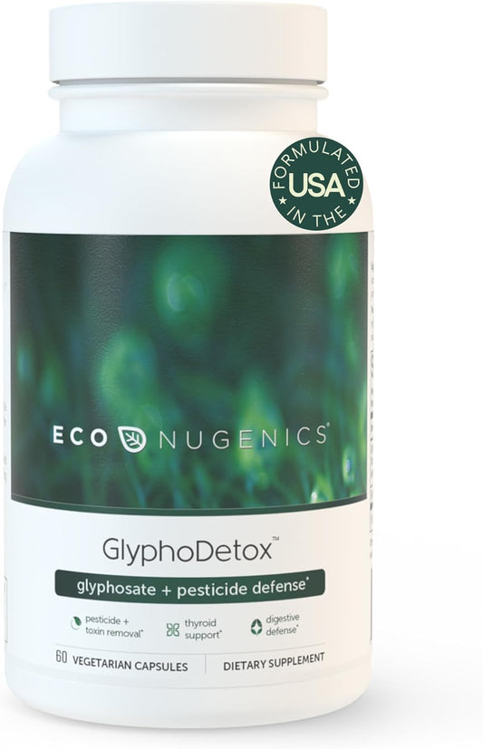 GlyphoDetox Supplement for Men & Women - Remove Glyphosate Pesticides Safely - Detox Formula with Kelp, Citrus Pectin, Algimate, Glycine - 60 Capsules