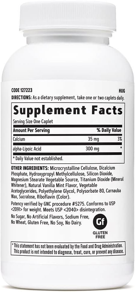 GNC Alpha-Lipoic Acid 300mg Capsules - Antioxidant Regeneration & Cell Energy Support - 60 Count