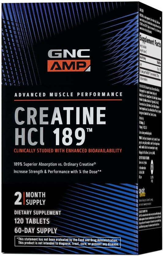 GNC AMP Creatine HCl Pills - Muscle Building Energy Supplement - Fast Absorbing Gluten Free Formula - 120 Count