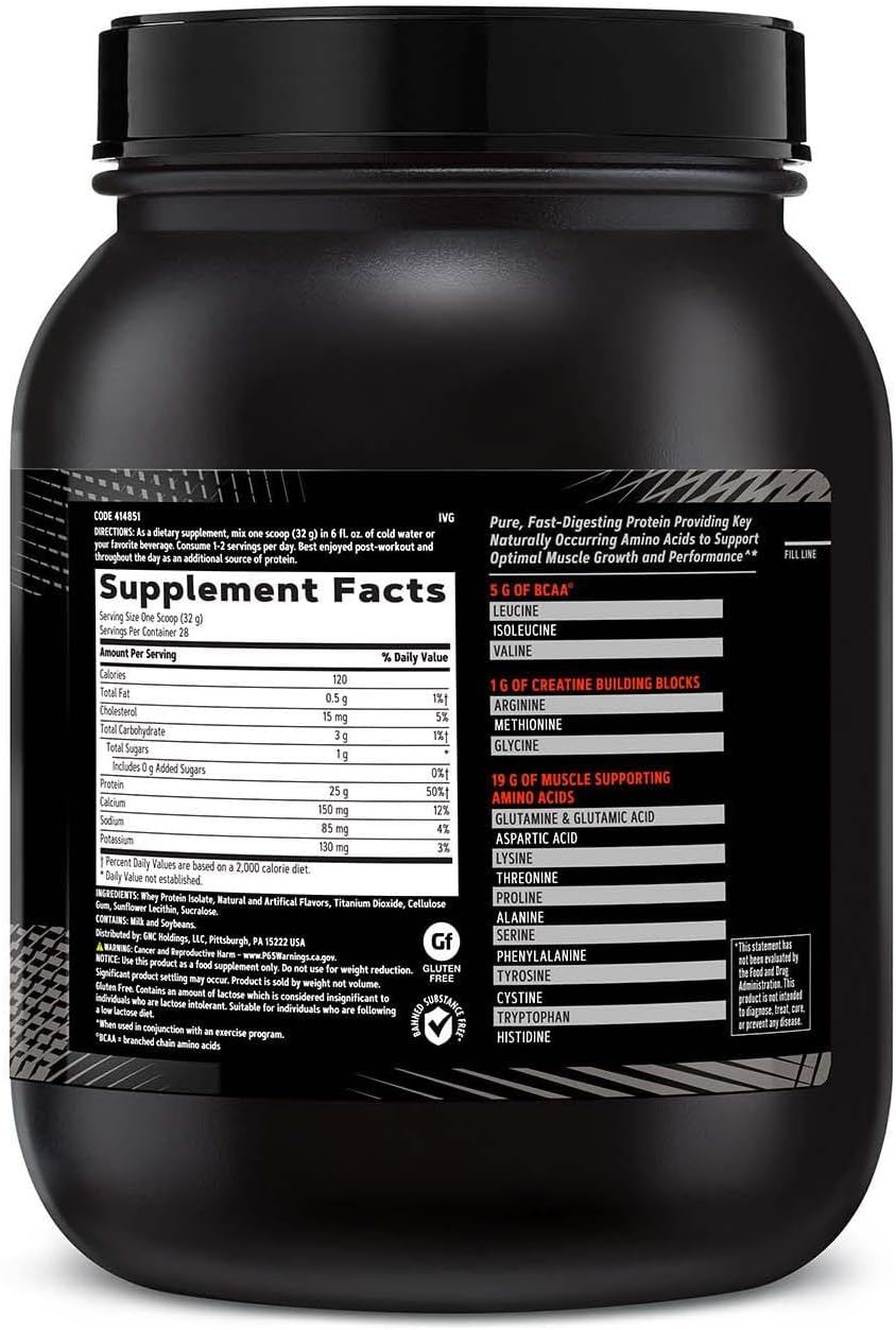 GNC AMP Pure Isolate Protein Powder - Vanilla Custard Flavor | 25g Protein, 5g BCAA | Boosts Athletic Performance & Muscle Growth | 28 Servings