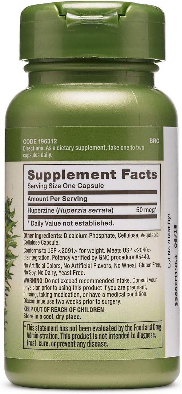 GNC Herbal Plus Huperzine A for Cognitive Support and Memory Enhancement