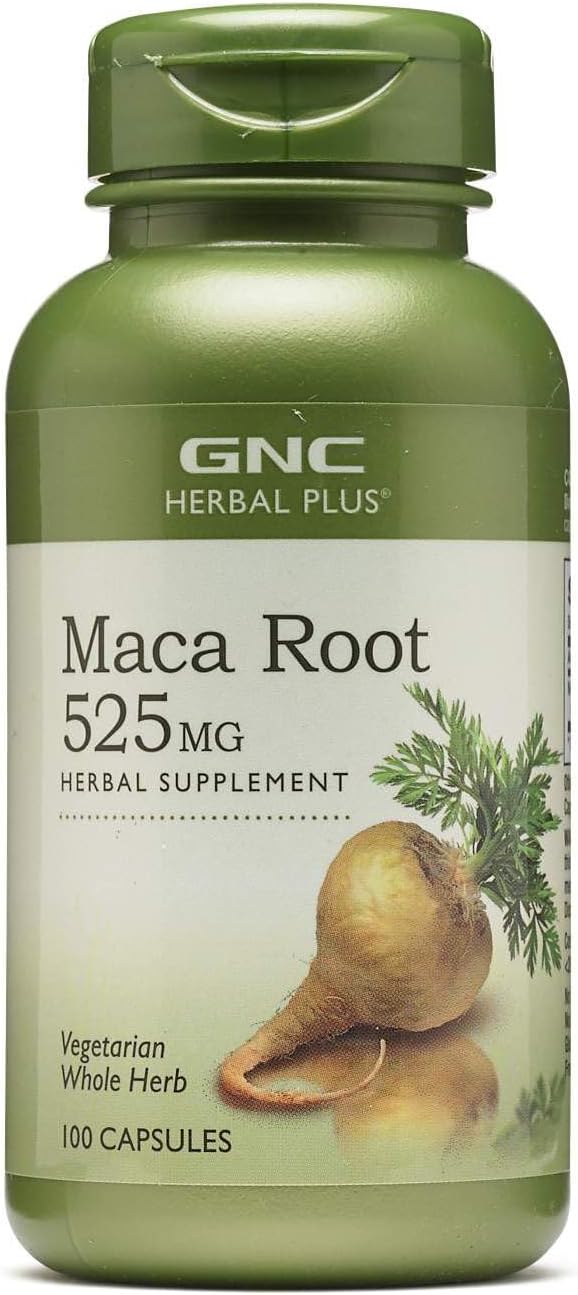 GNC Herbal Plus Maca Root Capsules - 525mg, 100 Count - Promotes Vitality and Energy Boost