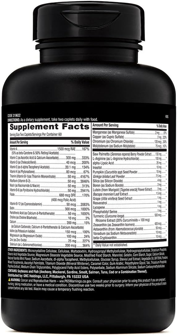 GNC Mega Men 50 Plus Multivitamin with Antioxidants for Heart and Prostate Health - 120 Count