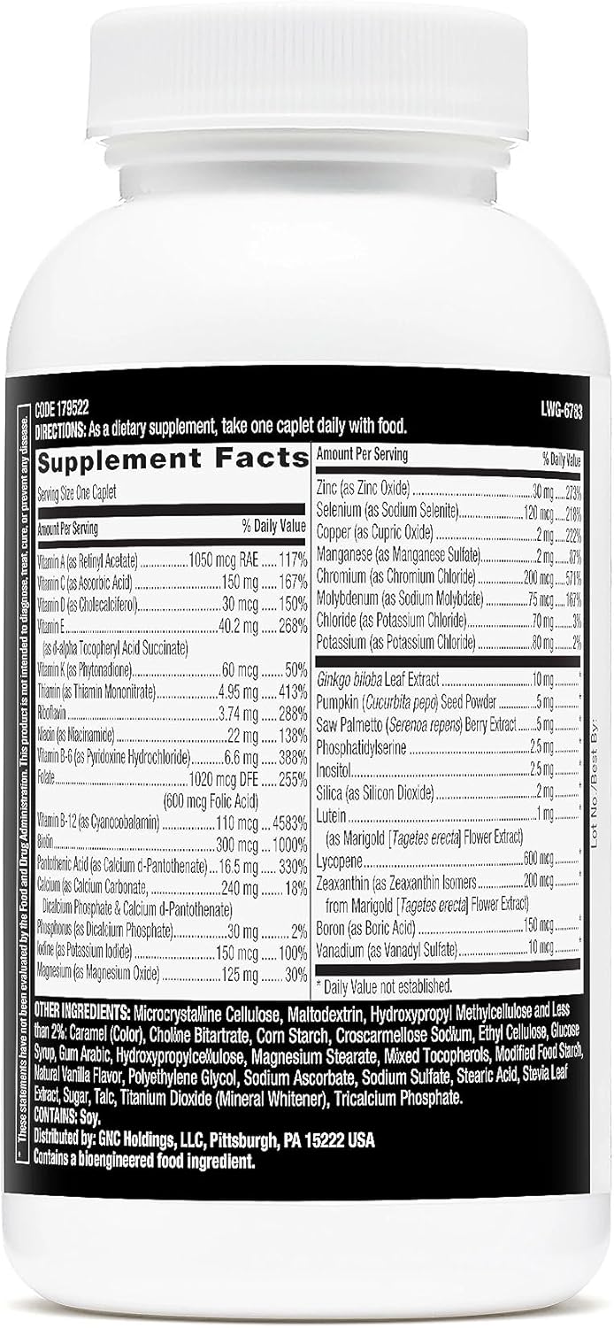 GNC Mega Men 50 Plus One Daily Multivitamin Twin Pack - 60 Caplets - Heart, Brain, and Eye Health Support