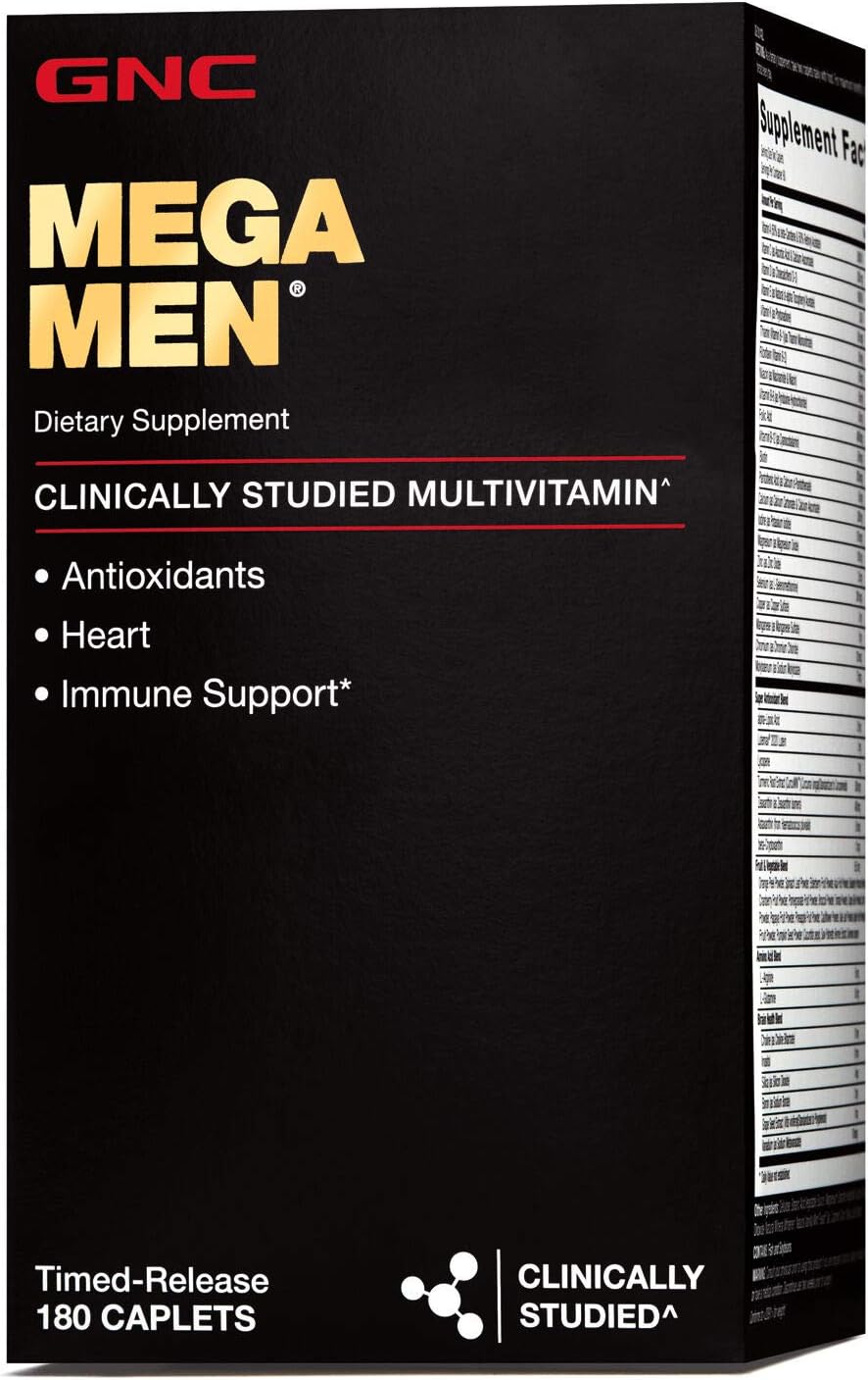 GNC Mega Men Multivitamin 180 Count - Supports Heart Health and Immune System