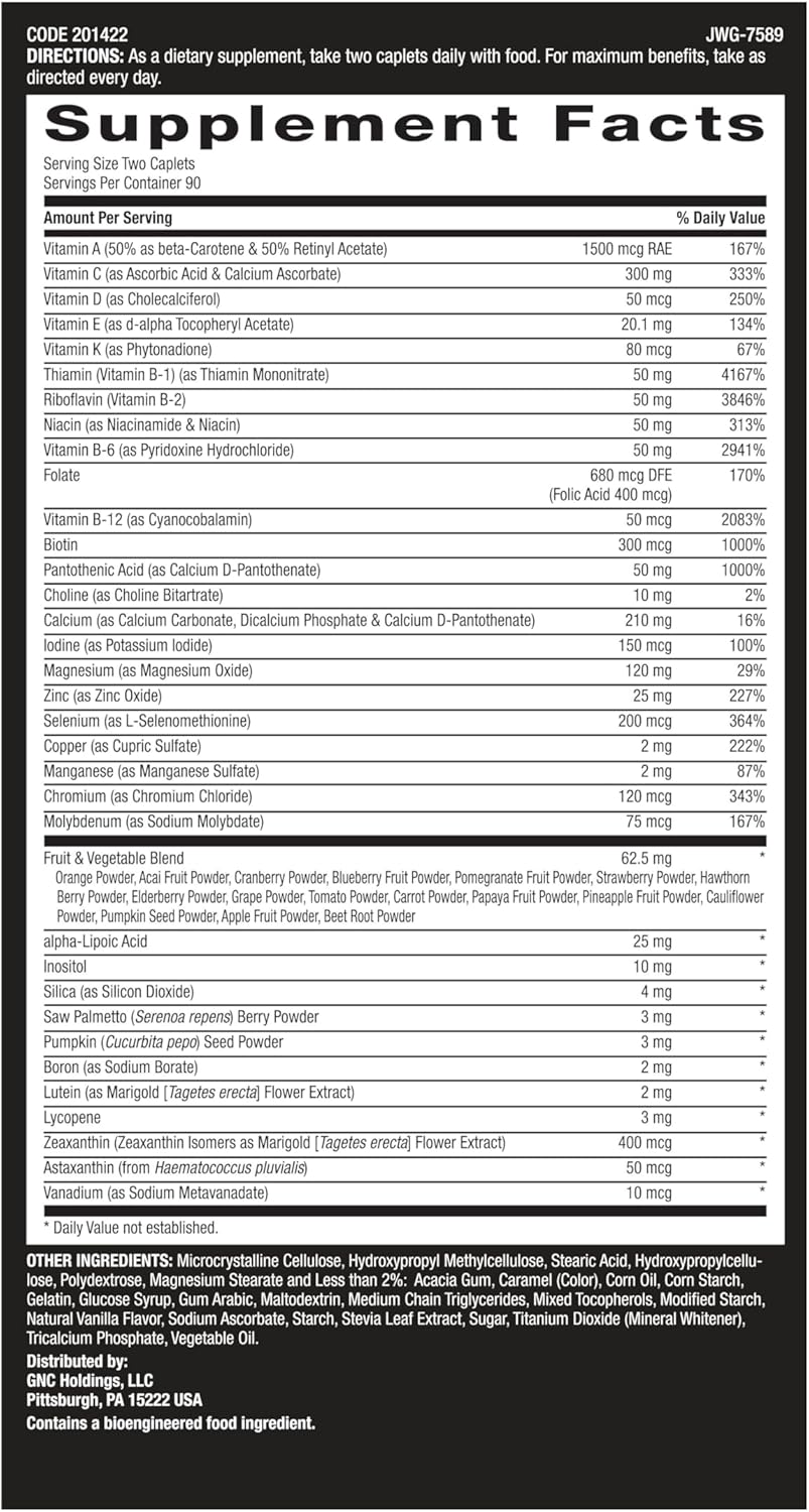 GNC Mega Men Multivitamin 180 Count - Supports Heart Health and Immune System
