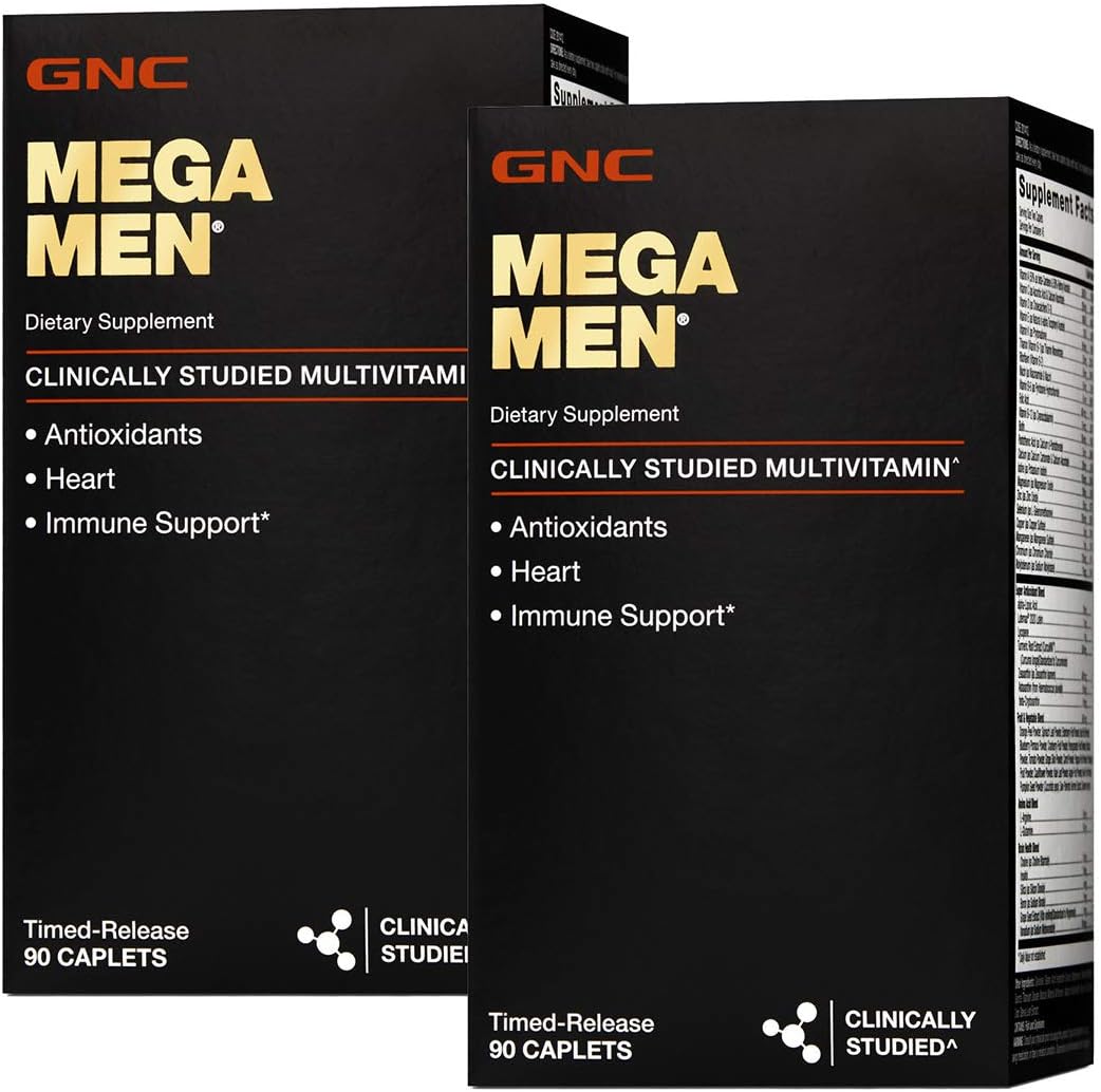 GNC Mega Men Multivitamin Twin Pack - 180 Count for Heart Health & Immune Support