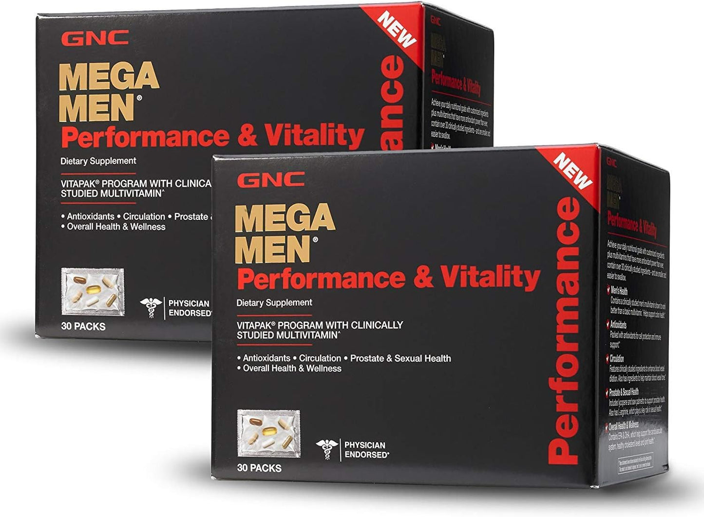 GNC Mega Men Performance Vitality Supplement - 30 Packets for Energy and Health