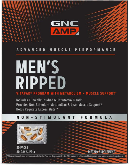 GNC Men's Ripped Non-Stimulant Formula - 30 Servings for Lean Muscle