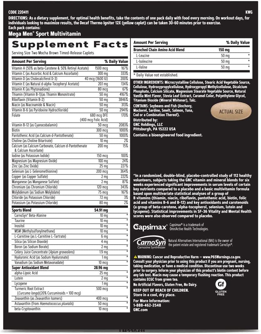 GNC Men's Ripped Non-Stimulant Formula - 30 Servings for Lean Muscle