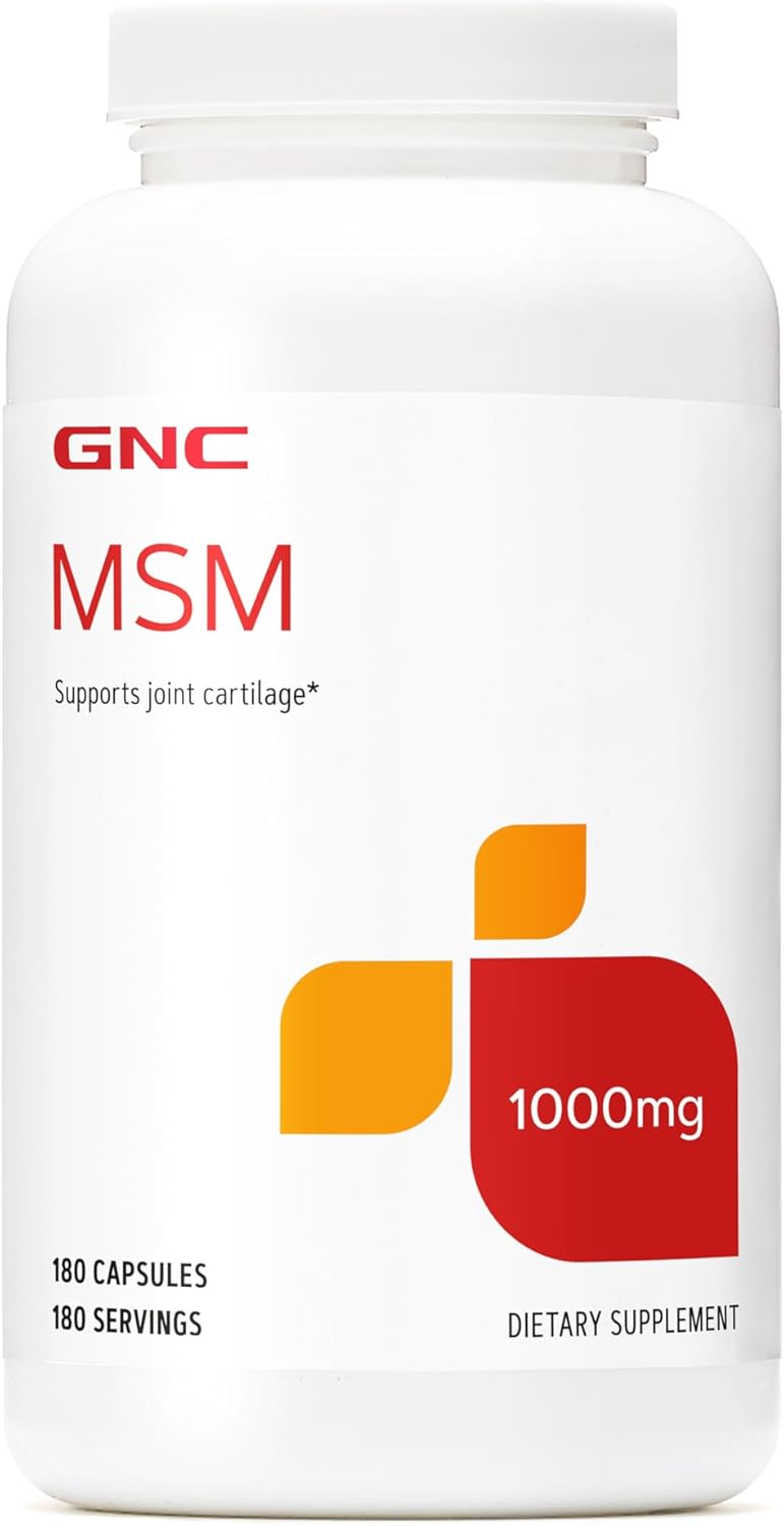 GNC MSM 1000 mg Supplement for Joint Cartilage Support - 180 Capsules