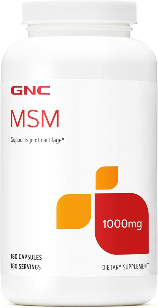 GNC MSM 1000 mg Supplement for Joint Cartilage Support - 180 Capsules