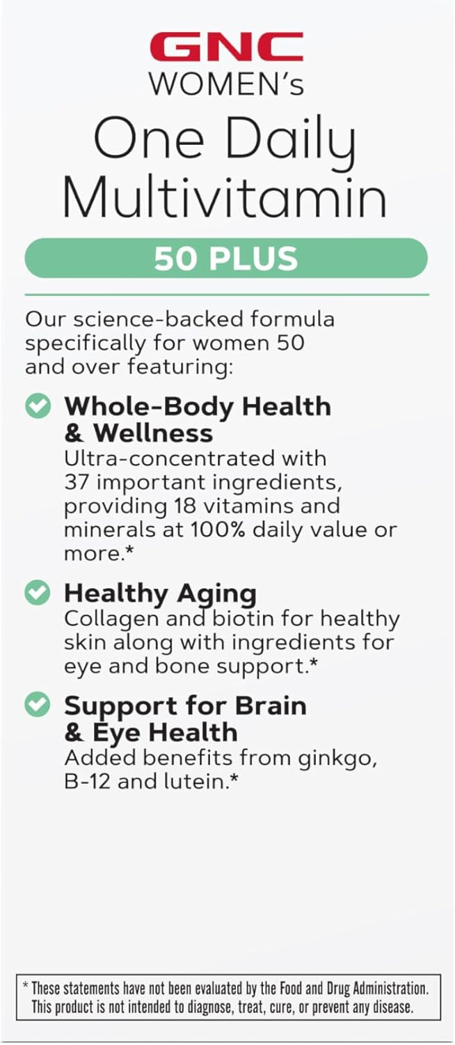 GNC One Daily Multivitamin 50 Plus - 60 Caplets for 60 Servings