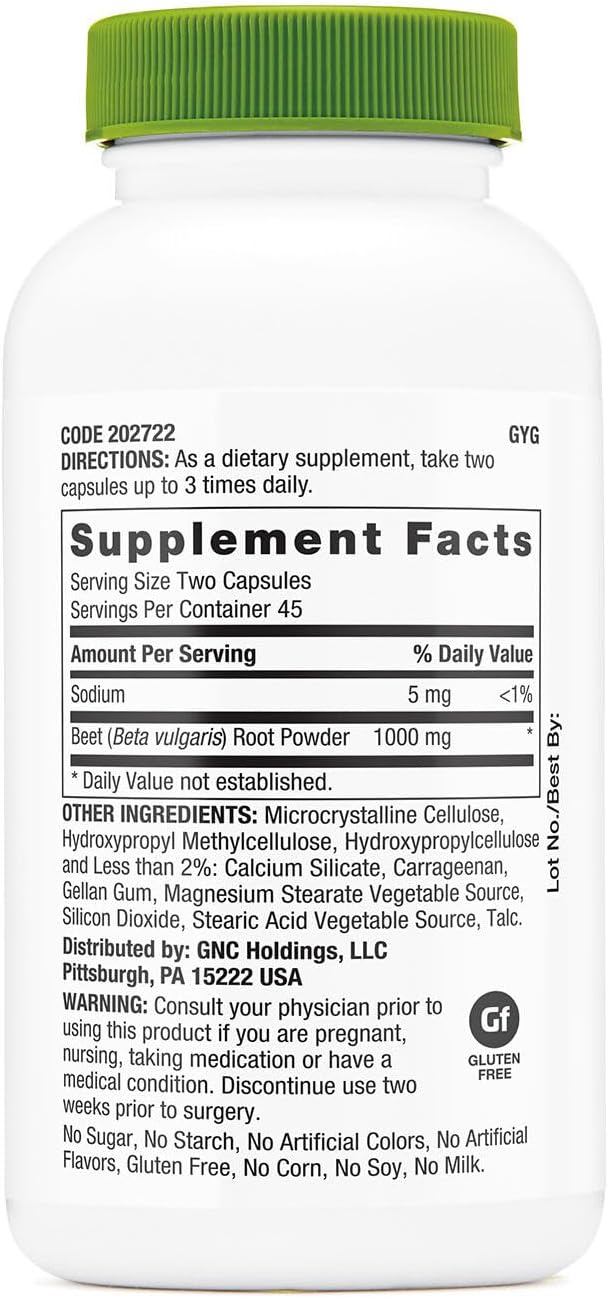 GNC SuperFoods Beet Root Capsules with 60mg Chlorophyll - 90 Count