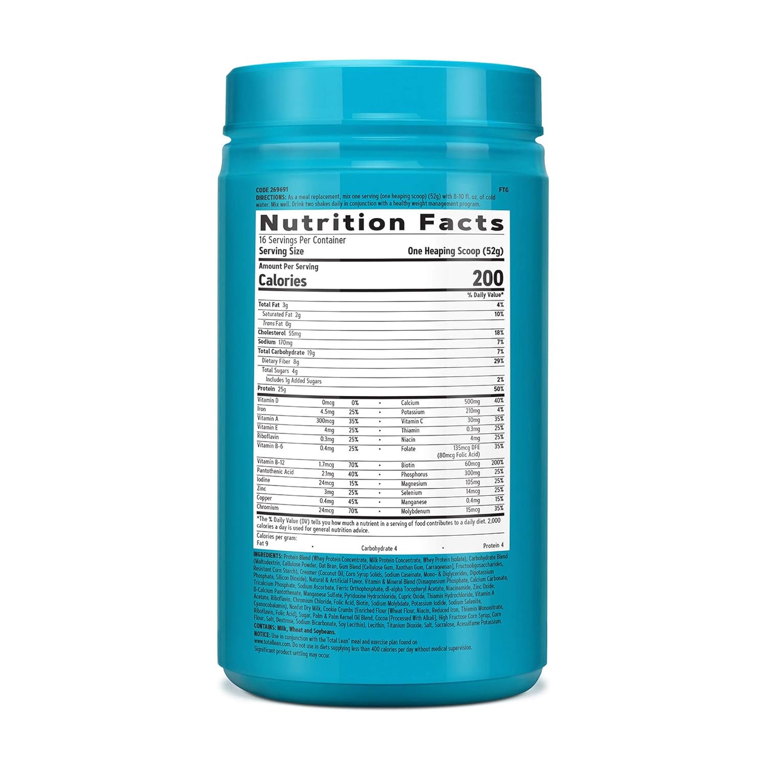 GNC Total Lean Lean Shake 25 Cookies and Cream Protein Powder - 16 Servings