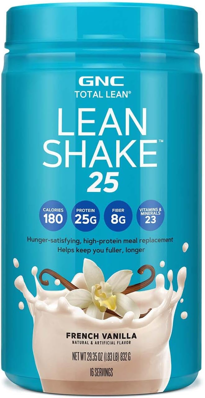 GNC Total Lean Shake 25 Protein Powder - French Vanilla Flavor | 25g Protein per Serving | 16 Servings Meal Replacement Shake