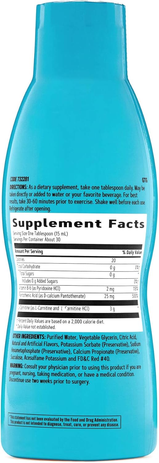 GNC Total Lean Triple Strength L-Carnitine Liquid Fruit Punch 16 fl. oz - Supports Fatty Acid Metabolism, Muscle Recovery - Sugar-Free