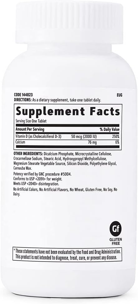 GNC Vitamin D-3 2000 IU Twin Pack - Essential Daily Supplement for Immune Support & Bone Health