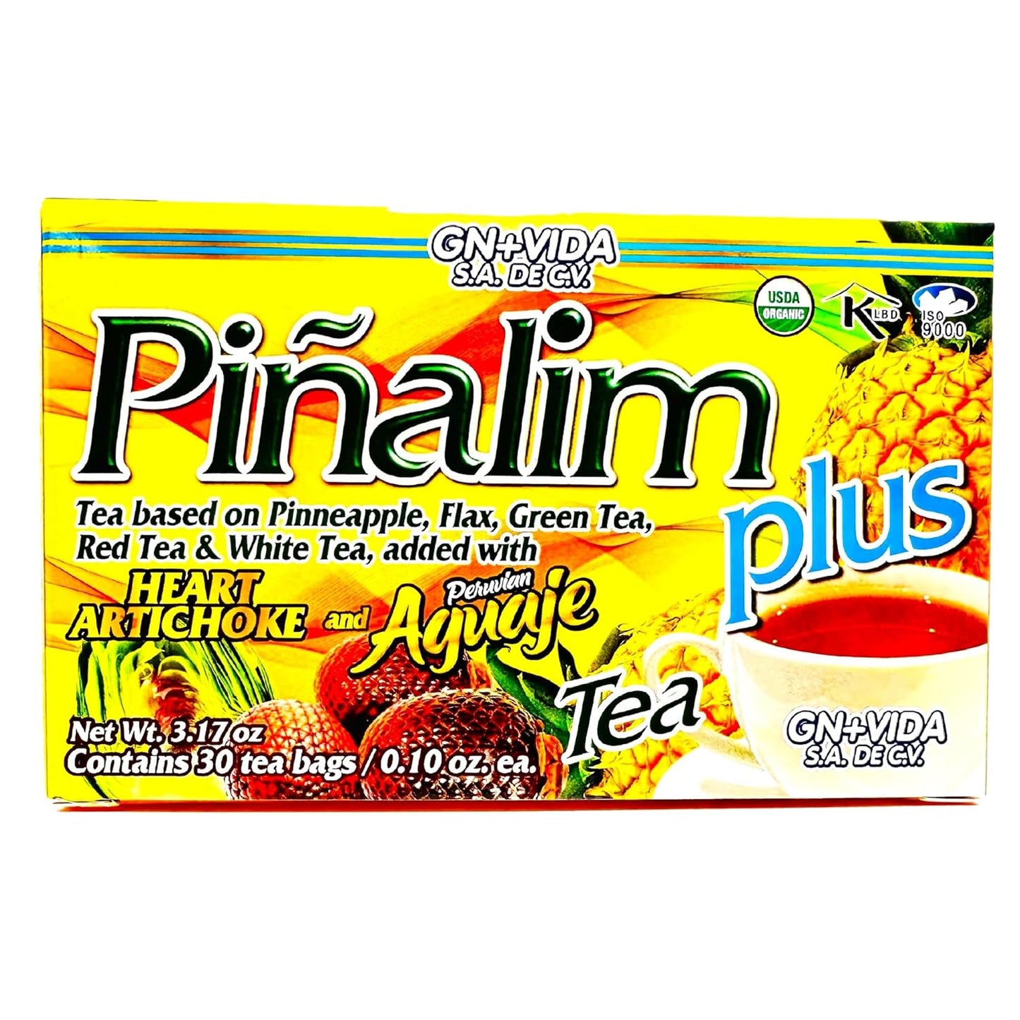 GN+Vida Pinalim Plus Tea with Aguaje Peruano and Artichoke Heart - Original Healthy Cleansing Formula | 30 Count