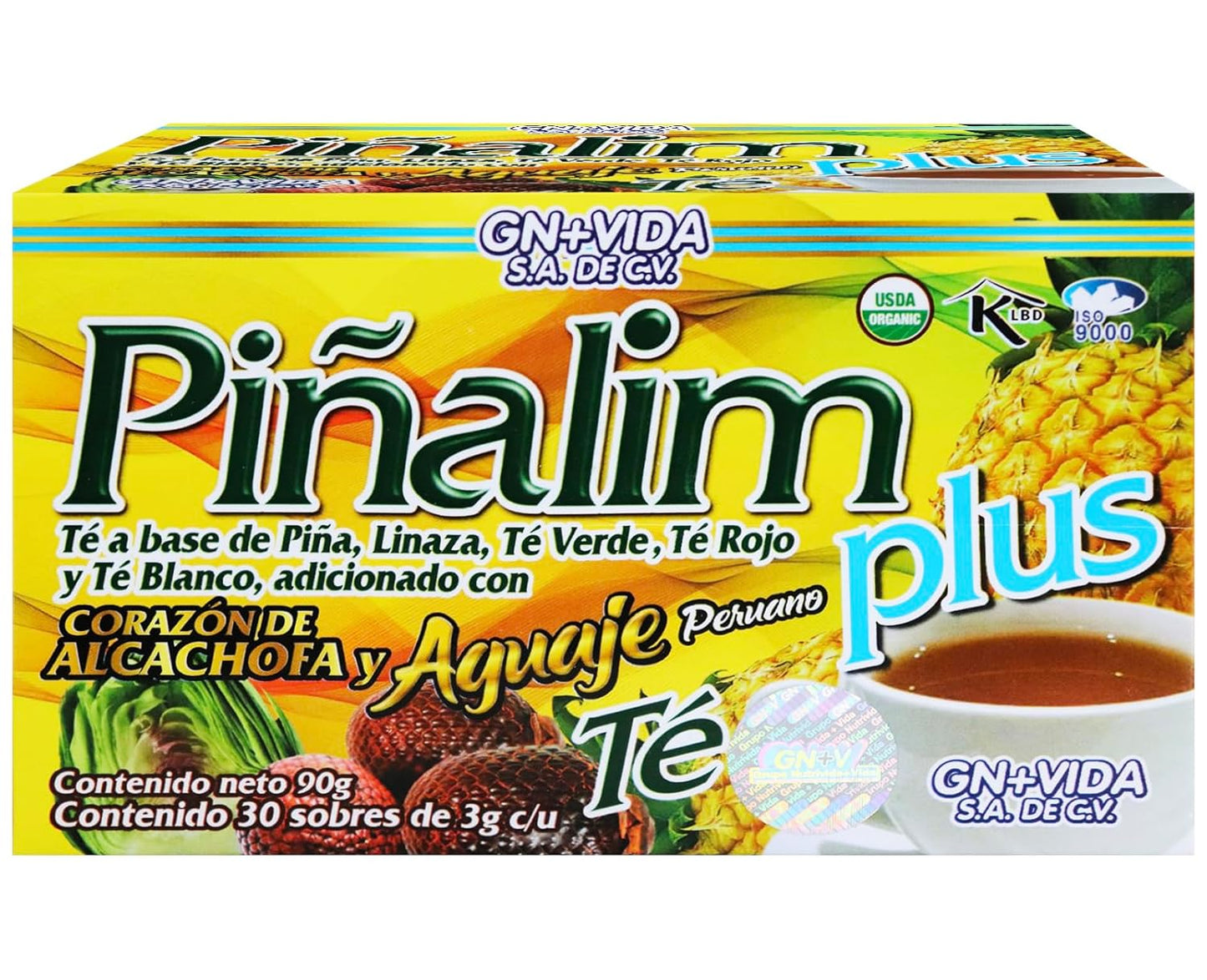 GN+Vida Pinalim Plus Tea with Aguaje Peruano and Artichoke Heart - Original Healthy Cleansing Formula | 30 Count