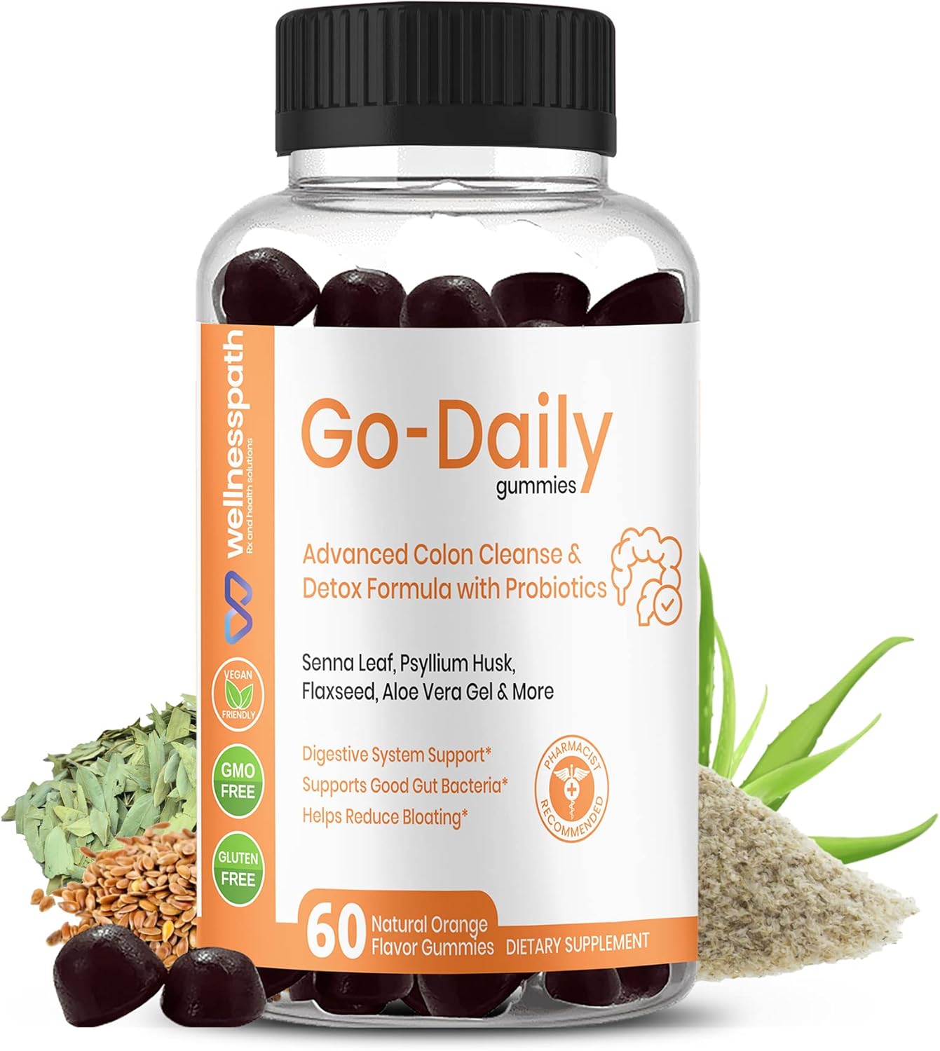 Go-Daily Advanced Colon Cleanse Probiotic Gummies for Gut Health, Constipation Relief - 60 Gummies
