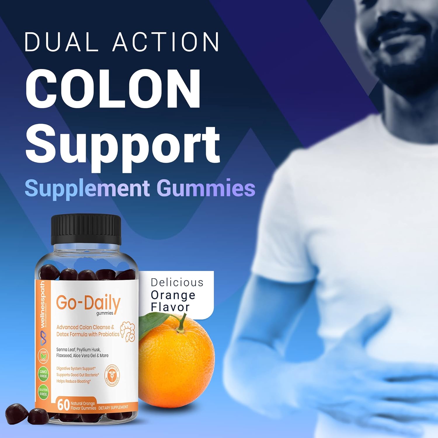 Go-Daily Advanced Colon Cleanse Probiotic Gummies for Gut Health, Constipation Relief - 60 Gummies