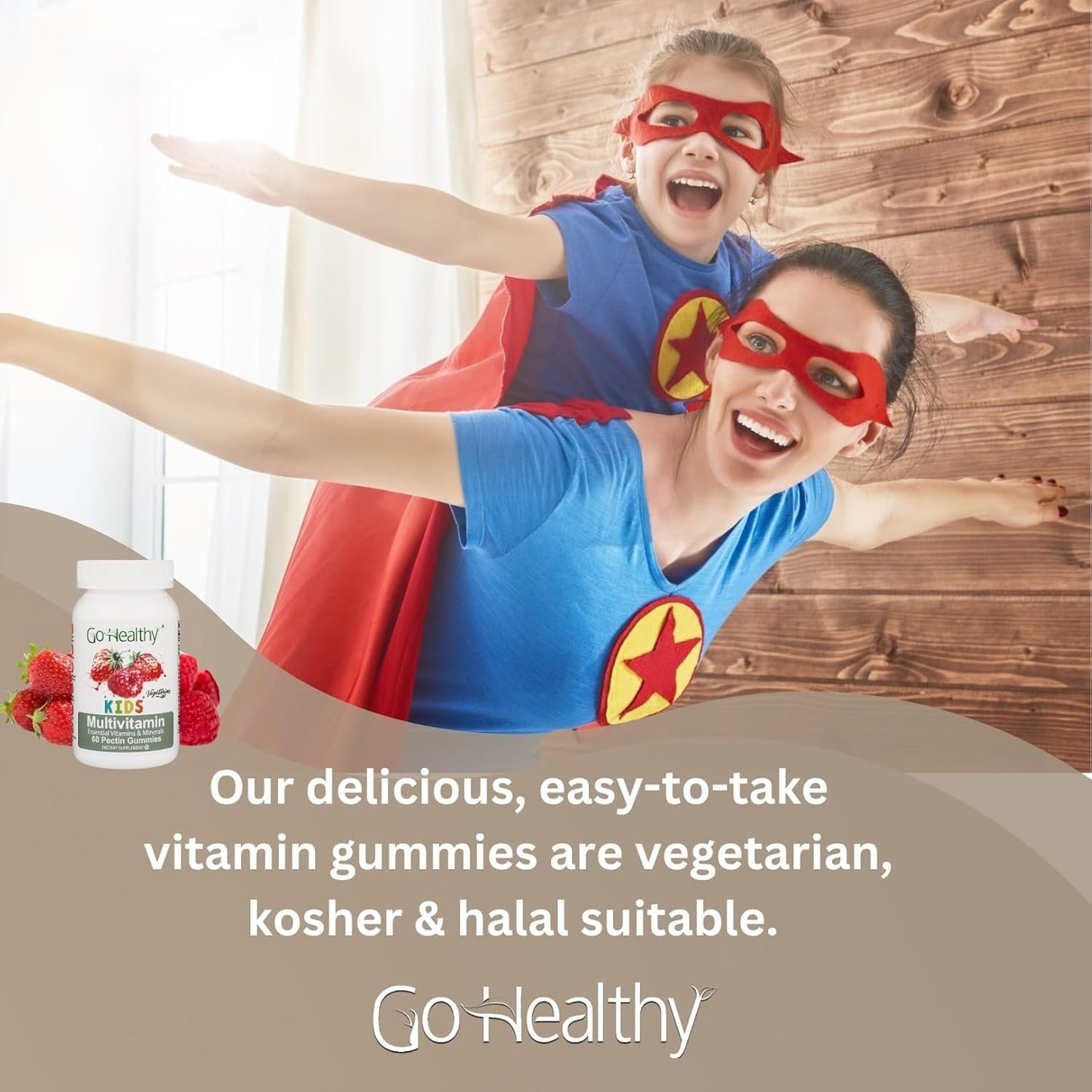 Go Healthy Natural Multivitamin and Vitamin C Gummies Bundle for Kids - Vegetarian, Kosher, Halal, Gluten Free, Non-GMO
