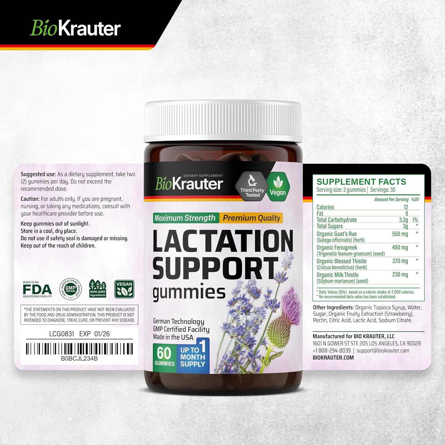 Goat's Rue Herbal Supplement for Lactation Support: Capsules and Gummies Combination Pack