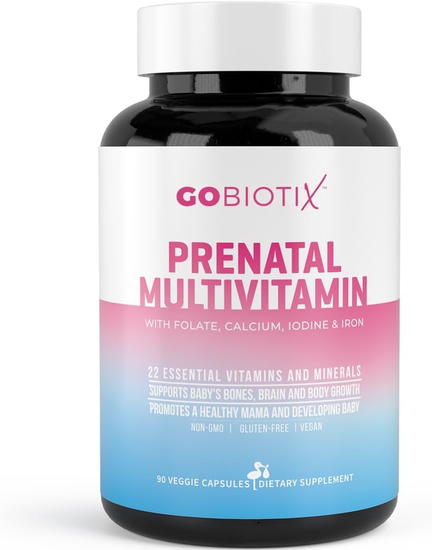 GOBIOTIX Prenatal Multivitamin Capsules for Women with Iron, Calcium, Vitamin D, C, Zinc, Folic Acid | Non-GMO | Pre & Post Pregnancy Support