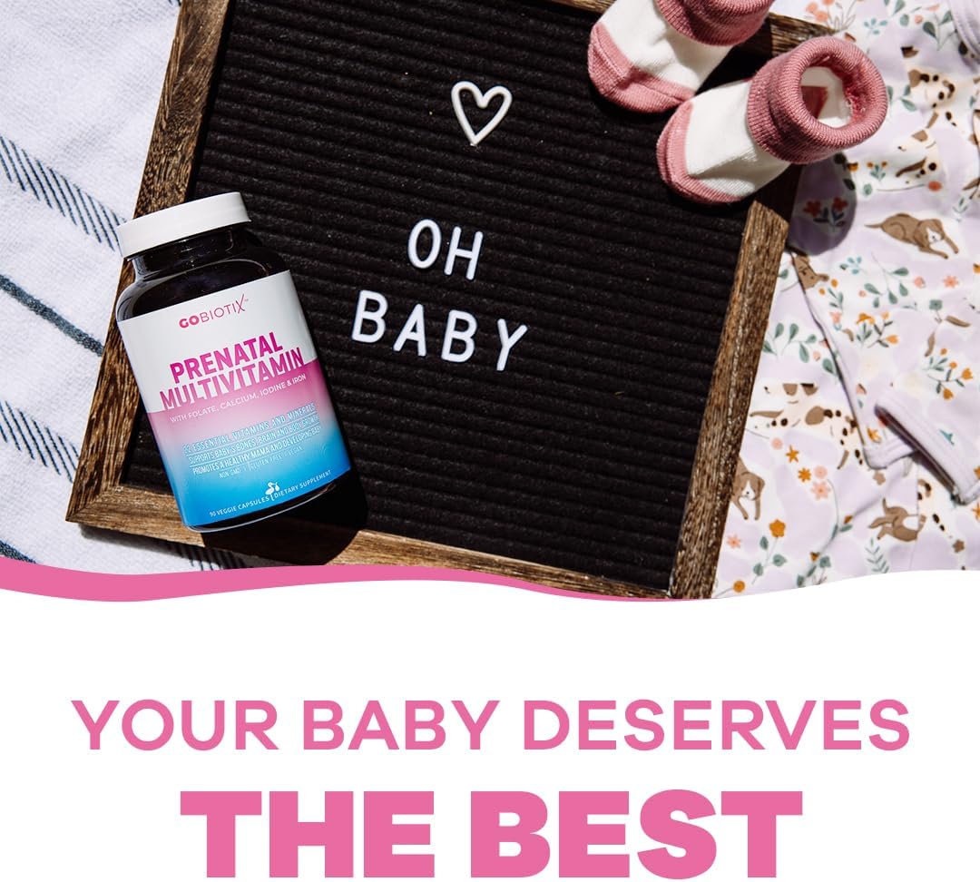 GOBIOTIX Prenatal Multivitamin Capsules for Women with Iron, Calcium, Vitamin D, C, Zinc, Folic Acid | Non-GMO | Pre & Post Pregnancy Support