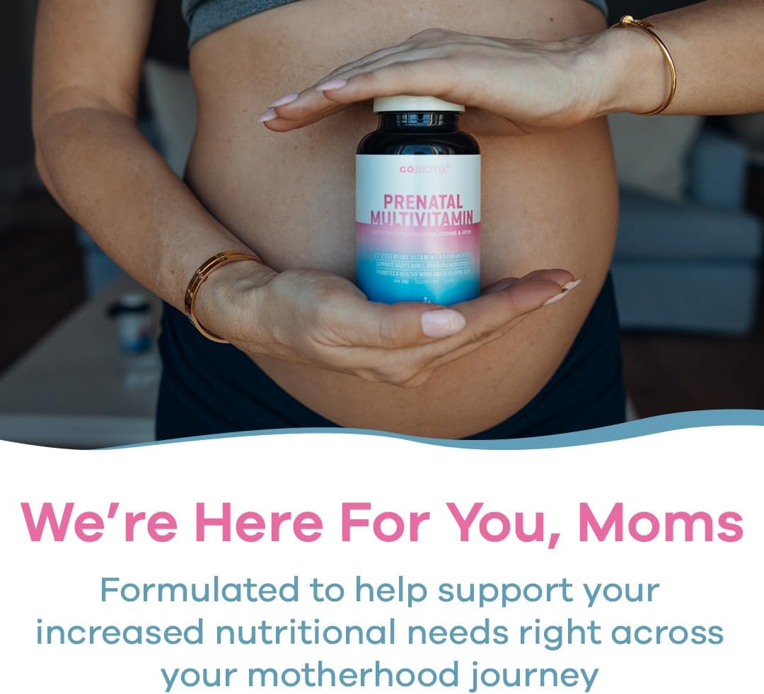 GOBIOTIX Prenatal Multivitamin Capsules for Women with Iron, Calcium, Vitamin D, C, Zinc, Folic Acid | Non-GMO | Pre & Post Pregnancy Support