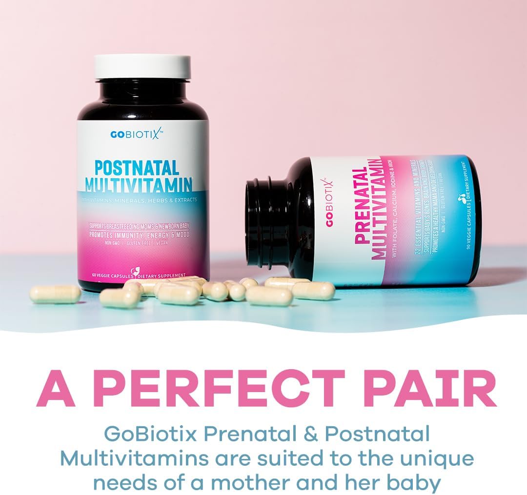 GOBIOTIX Prenatal Multivitamin Capsules for Women with Iron, Calcium, Vitamin D, C, Zinc, Folic Acid | Non-GMO | Pre & Post Pregnancy Support