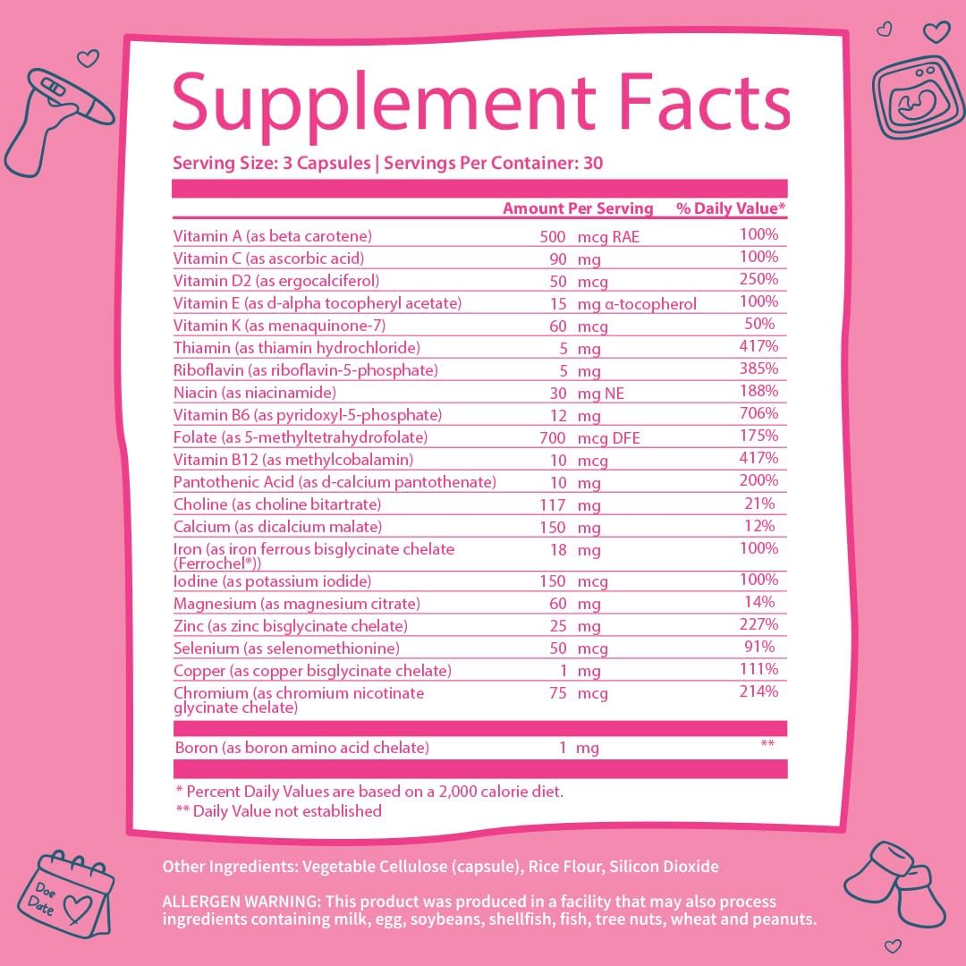 GOBIOTIX Prenatal Multivitamin Capsules for Women with Iron, Calcium, Vitamin D, C, Zinc, Folic Acid | Non-GMO | Pre & Post Pregnancy Support