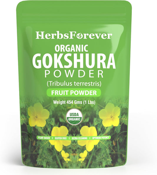 Gokshura Powder - Tribulus Terrestris - Natural Rejuvenating Tonic - Non-GMO, Vegan - 454g - Herbsforever