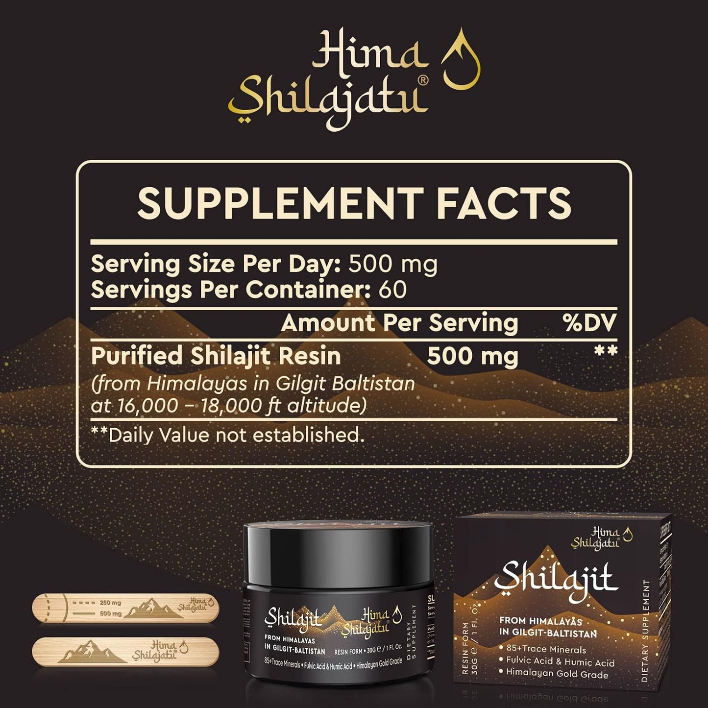 Gold Grade Hima Shilajatu Shilajit Resin - 100% Pure Himalayan Shilajit with Fulvic Acid & 85+ Trace Minerals Complex - Energy & Immune Support - Pack of 3 (6 Months)