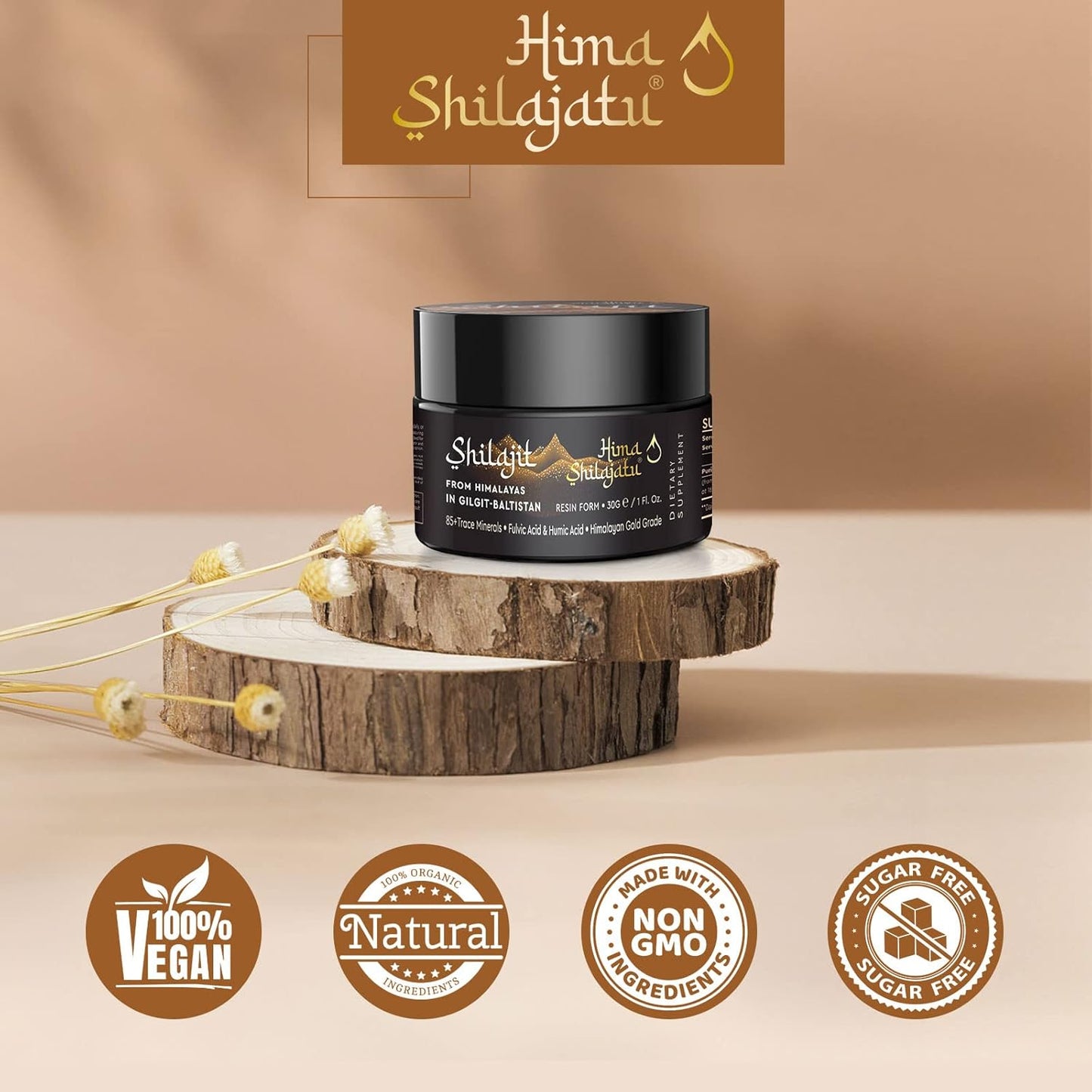 Gold Grade Hima Shilajatu Shilajit Resin - 100% Pure Himalayan Shilajit with Fulvic Acid & 85+ Trace Minerals Complex - Energy & Immune Support - Pack of 3 (6 Months)