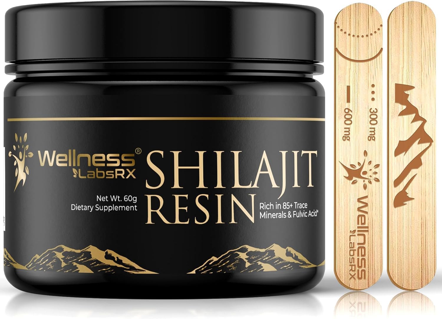 Gold Grade Pure Himalayan Shilajit Resin with Fulvic Acid and Trace Minerals for Men - 60g from Gilgit with 85+ Minerals for Immune Support