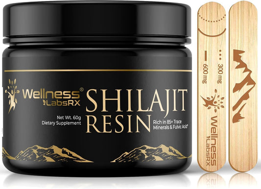 Gold Grade Pure Himalayan Shilajit Resin with Fulvic Acid and Trace Minerals for Men - 60g from Gilgit with 85+ Minerals for Immune Support