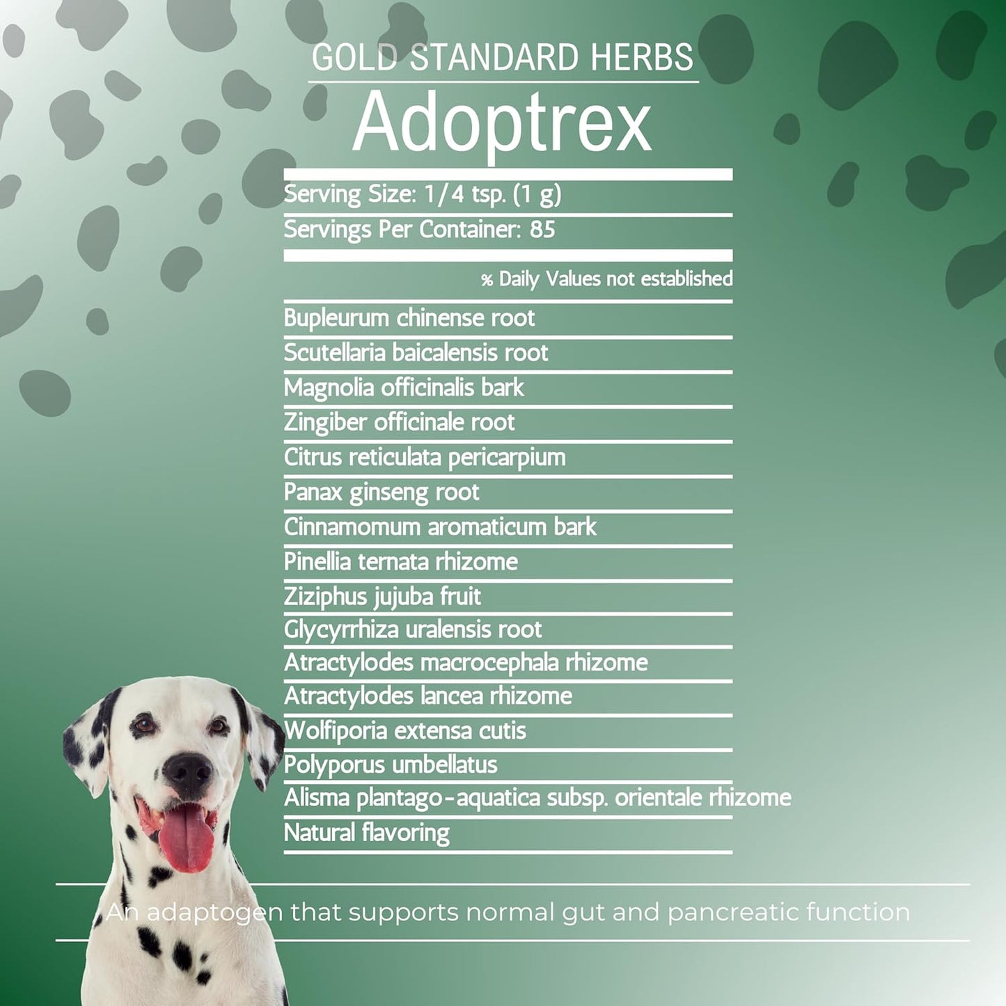 Gold Standard Herbs Adoptrex Dog Supplement - Natural Gut & Pancreatic Support with Magnolia & Ginger (85g)