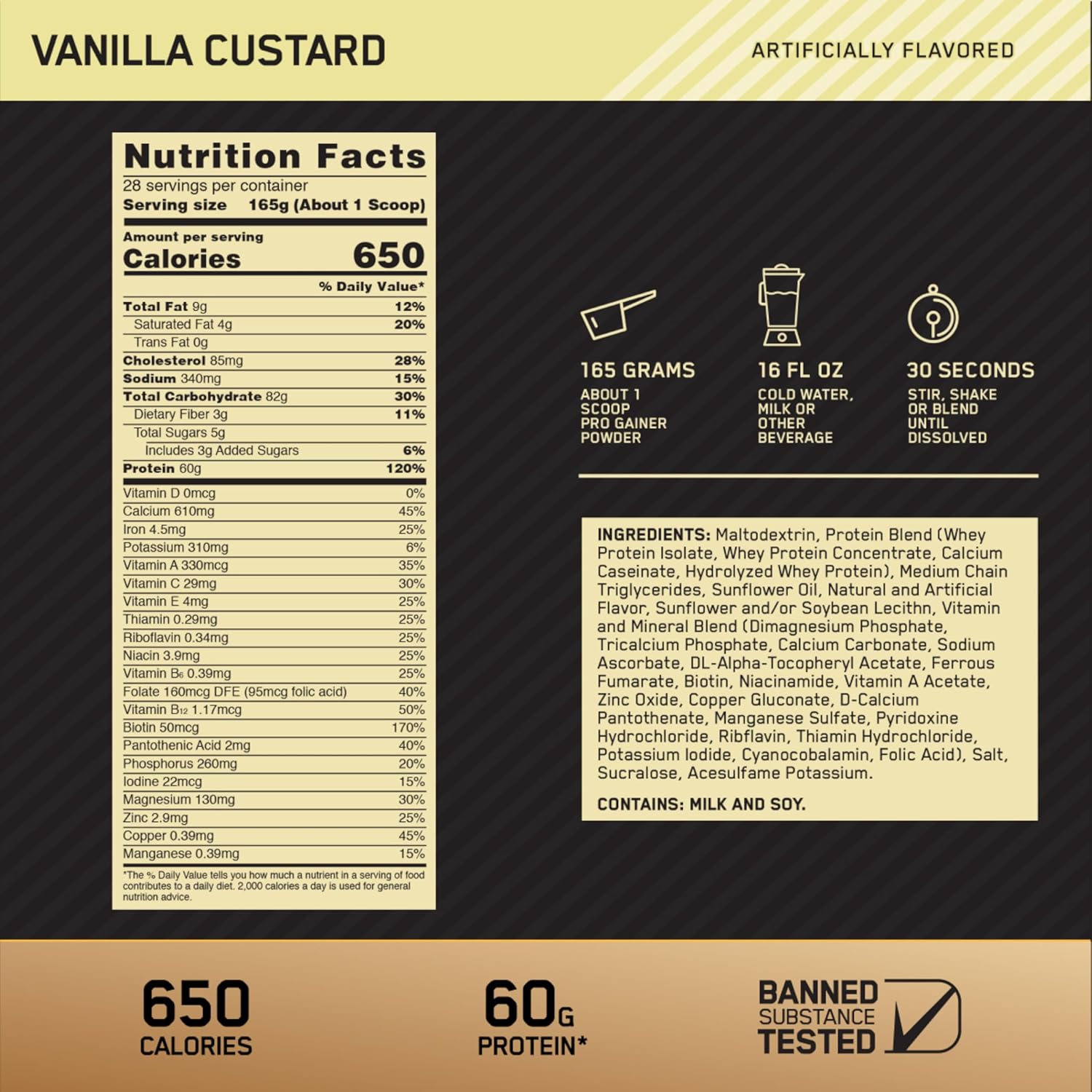 Gold Standard Pro Gainer Vanilla Custard Protein Powder - 5.09 lbs
