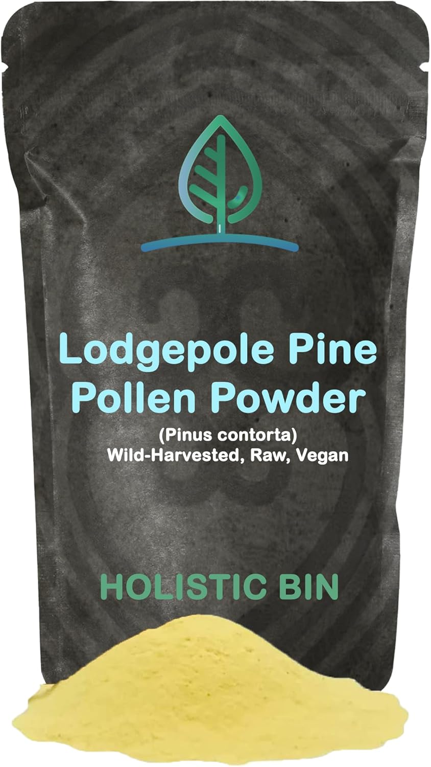 Golden Canadian Pine Pollen Powder - 20g Pure Supplement, Wild Harvested from Lodgepole Pine Tree | Non GMO, Pharmaceutical Grade Organic Pollen